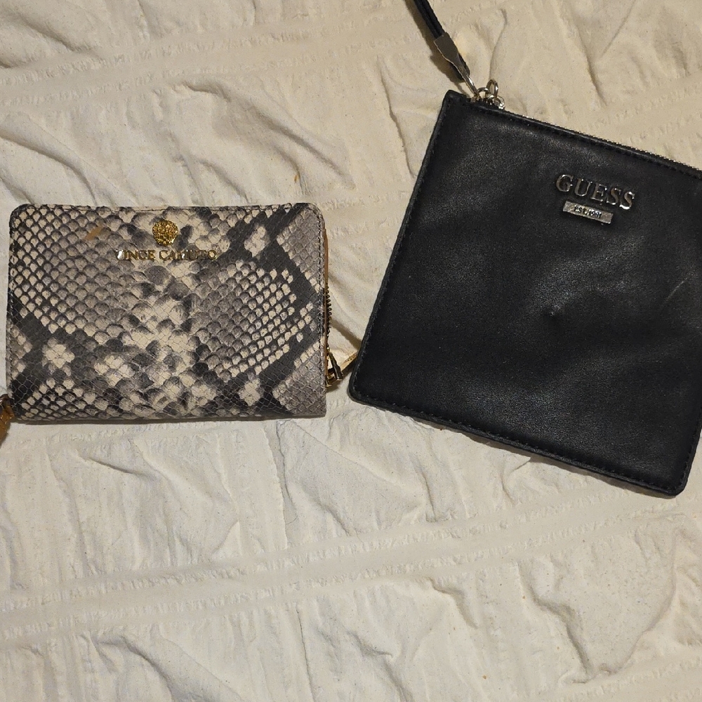 Guess Black and Snake Print Wallet Set